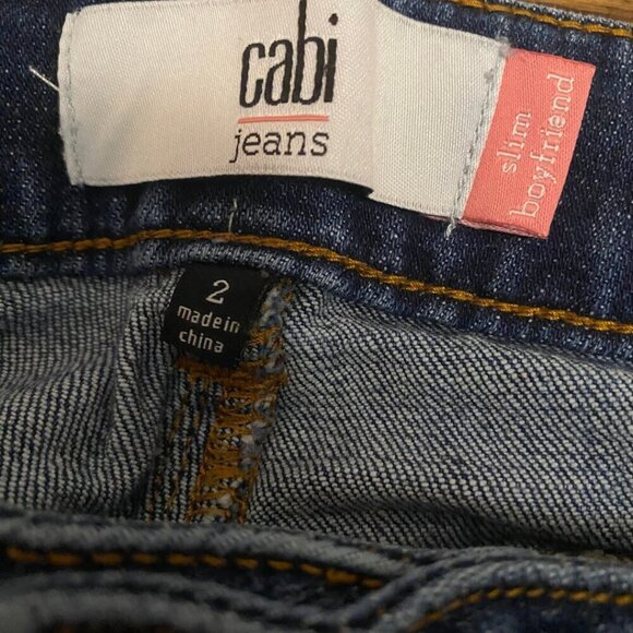 ๐ฃ Cabi Slim Boyfriend Patch Jeans โ Size 2 | Distressed Denim - Picture 8 of 9